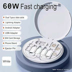 Multifunctional Data Cable Set 60W Fast Charging Cable for Android & Iphone (Random color)