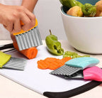 French Fry Crinkle Cutter – Stainless Steel Wavy Slicer Knife for Potatoes, Vegetables & Fruits | Easy Grip Chopper Tool for Kitchen Cutting & Garnishing