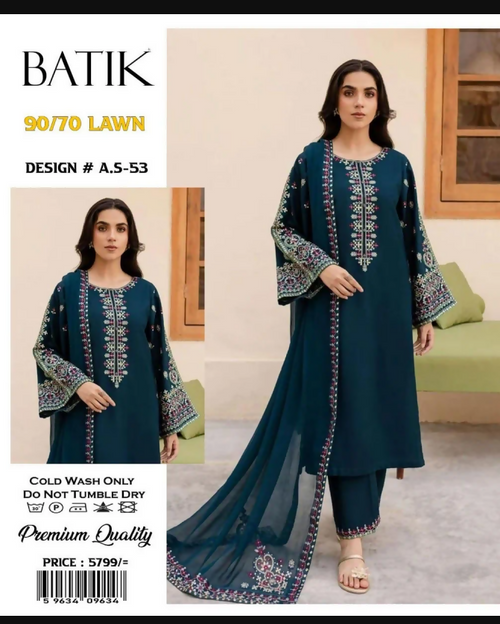 Blue Lawn Patch Work 3PC Set For Women