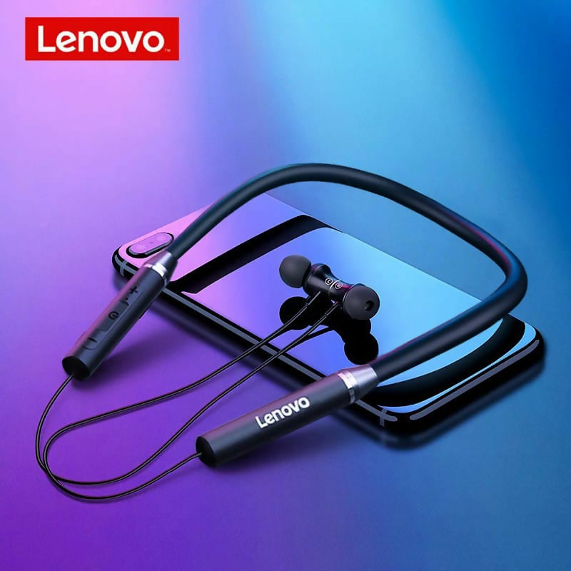 Lenovo HE05X Wireless Bluetooth Neckband Earphones – Magnetic Sports Earbuds with HD Sound & Built-in Mic