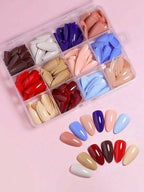 Reusable Fake Nails with Box – Beautiful Variety of Colors | Best Fake Nails For Girls ( Random Color Nails) – Pack Of 144