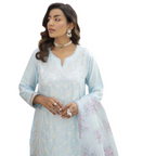 Stitched Suit, Embroidered Shirt & Printed Organza Dupatta, for Women