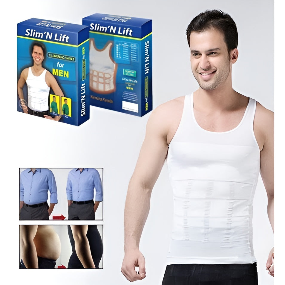 Shirt, Slimming Vest Body Shaper Nylon Spandex Compression for Men