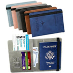 RFID Blocking Passport Wallet | PU Leather Travel Document Holder with Card & Cash Pockets | Random Color