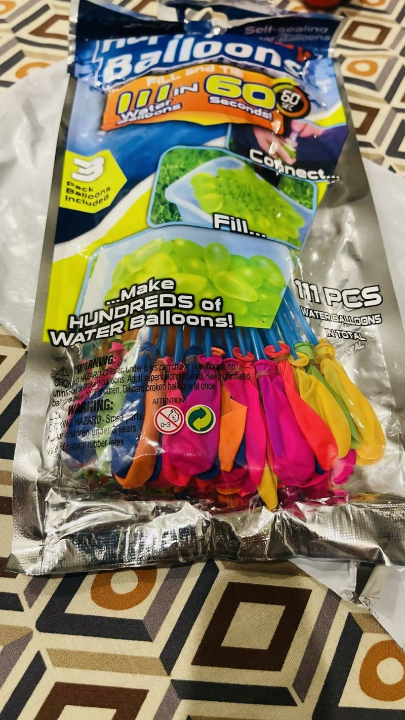 111 Pcs Fast-Fill Magic Water Balloons Kit – Quick-Fill Self-Sealing Water Bombs for Outdoor Water War Games & Summer Party Supplies