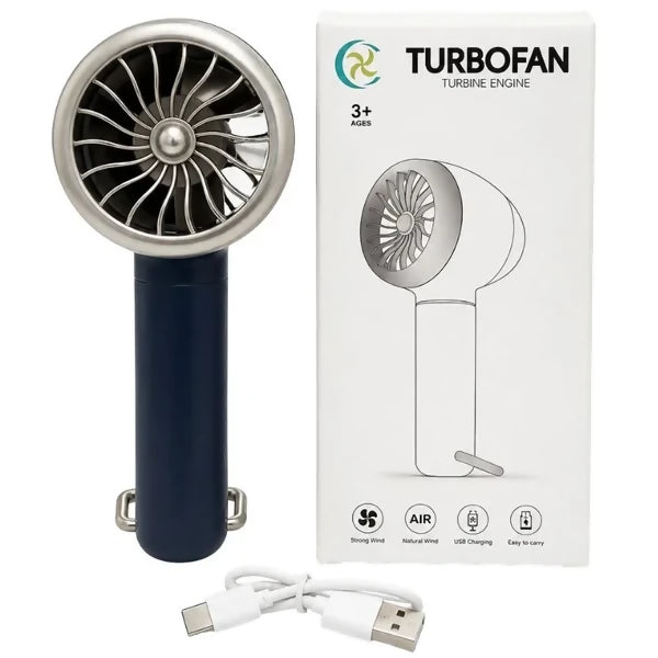 TurboFan Rechargeable Mini Cooling Fan | Portable Handheld USB Turbo Fan with 3 Speed Modes | Random color