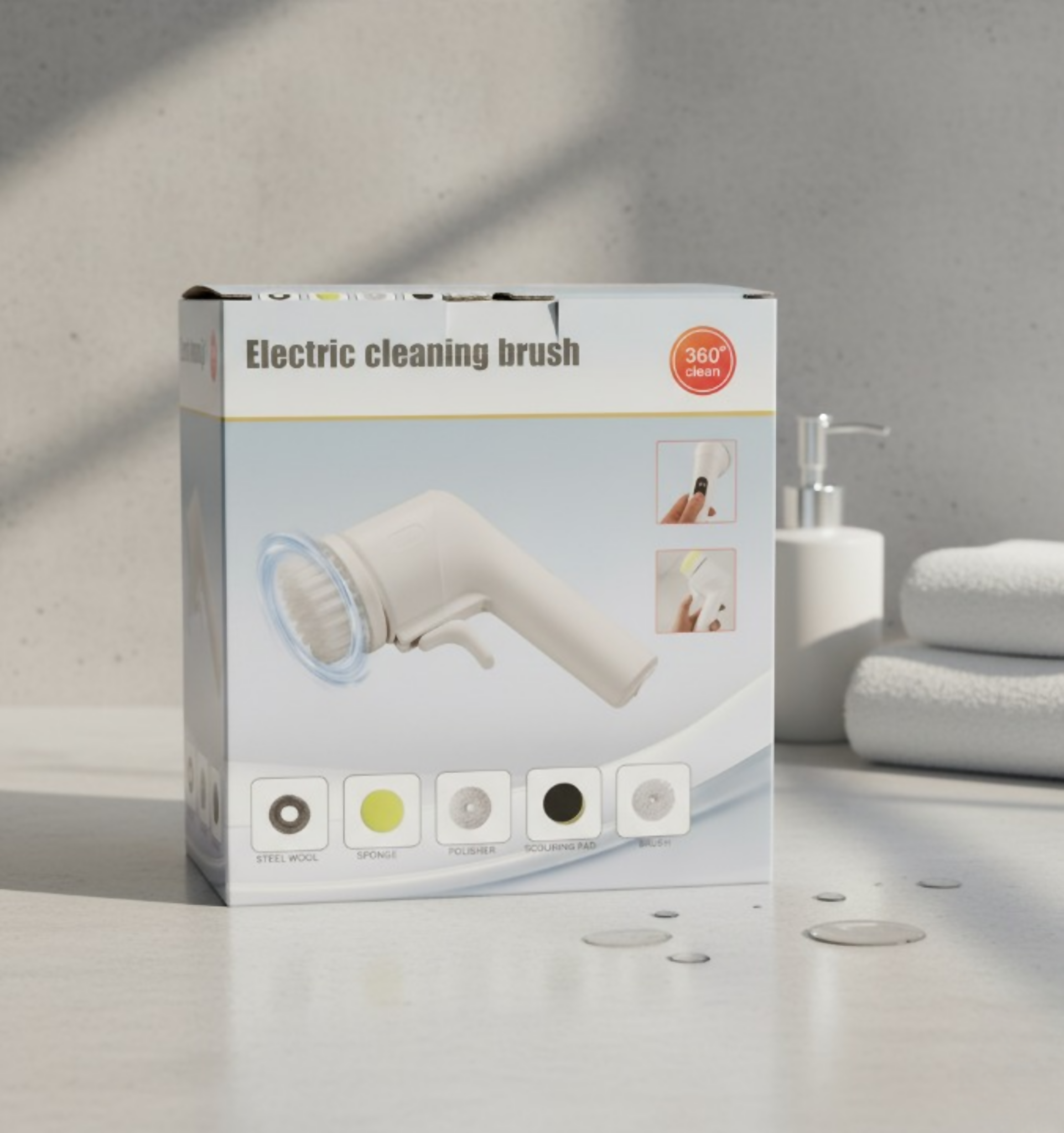 Electric Cleaning Brush With Multiple Attachments For Efficient Home Cleaning