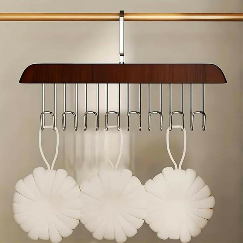 8 Hooks Wooden Clothes Hanger With Tie Rack Belt Hangers with 360°Rotating