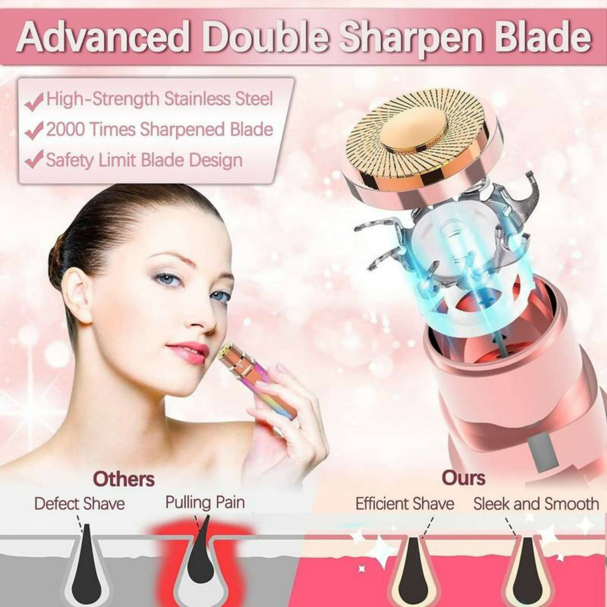 2-in-1 Electric Eyebrow Trimmer & Facial Hair Remover for Women | Rechargeable Painless Hair Shaver
