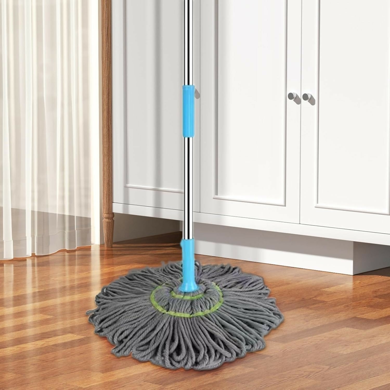 Extendable 90CM Twist Mop – 2-in-1 Rotatable Adjustable Floor Mop with Fine Fiber Fabric | 360° Self-Twisting Dehydrated Mop for Hard Floors & Walls