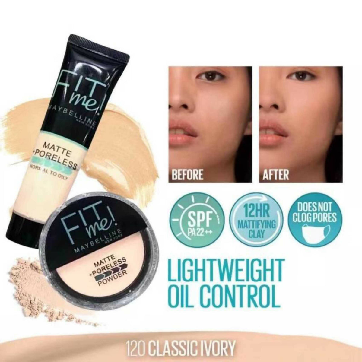 2-in-1 Makeup Deal – Liquid Foundation & Face Powder Combo | Ivory Shade