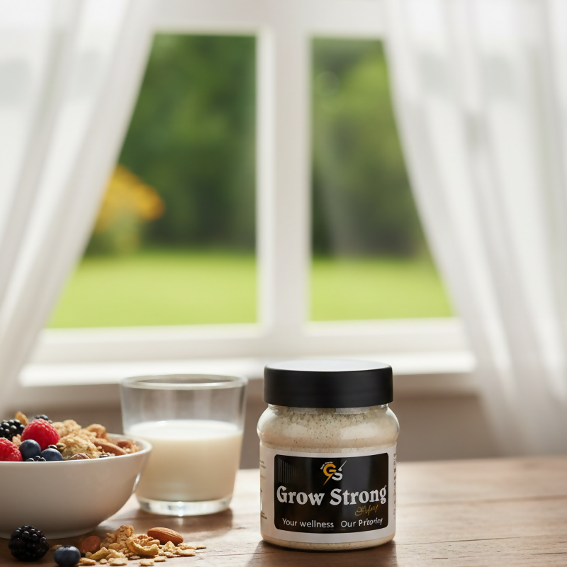 Grow Strong Wellness Supplement Jar With Secure Lid