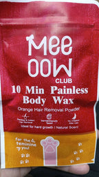 Meeoow Club 10 Min Painless Body Wax – Orange Hair Removal Powder for Smooth Skin – 100g