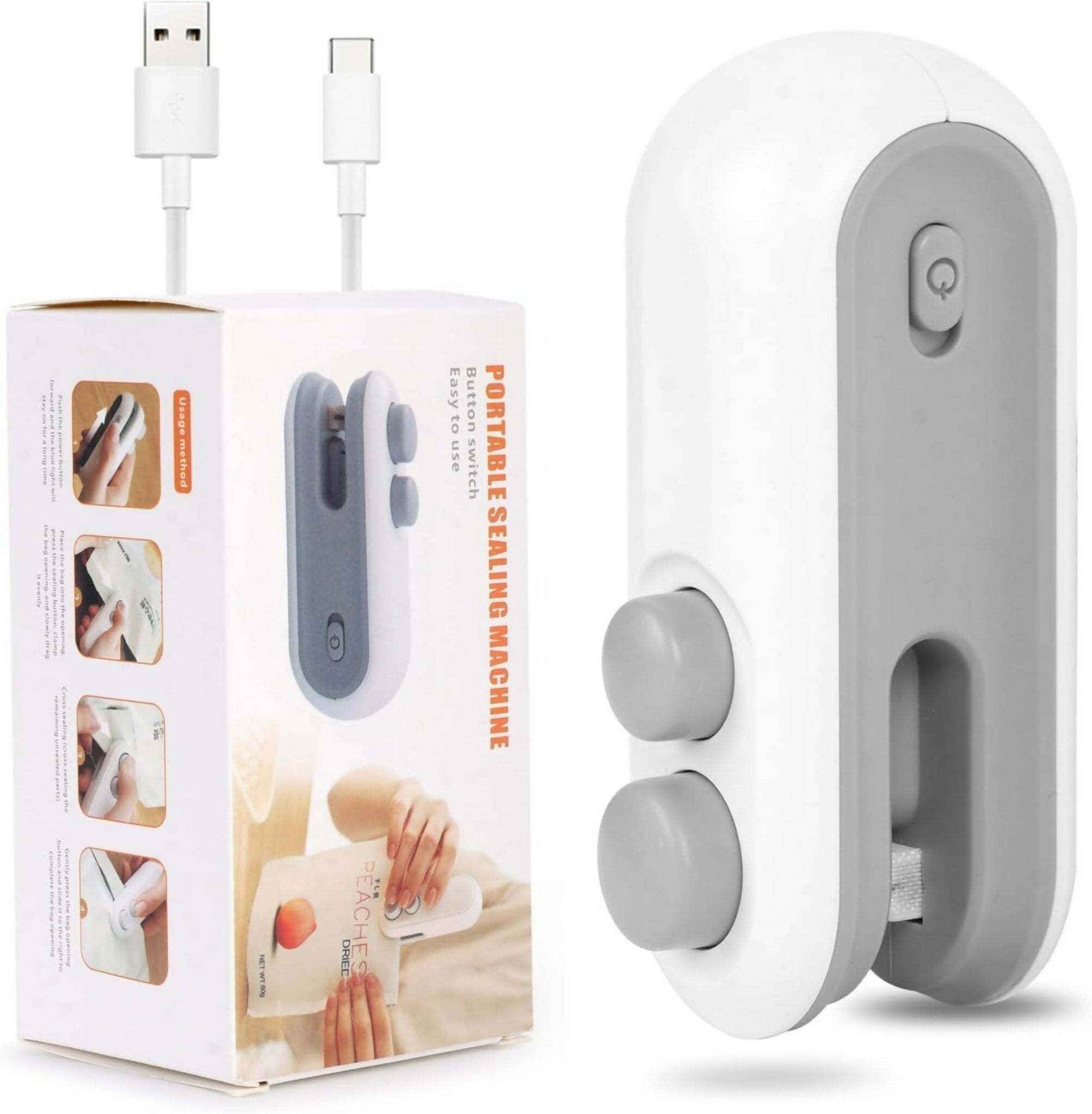 1 Pc Mini Heat Sealing Machine 2-In-1 Cutter & Sealer With USB Cable