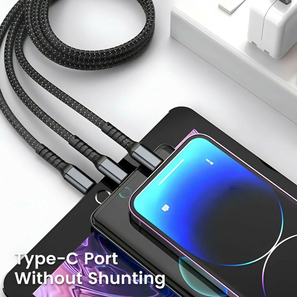 100W 5A Fast Charging 3-in-1 USB Cable