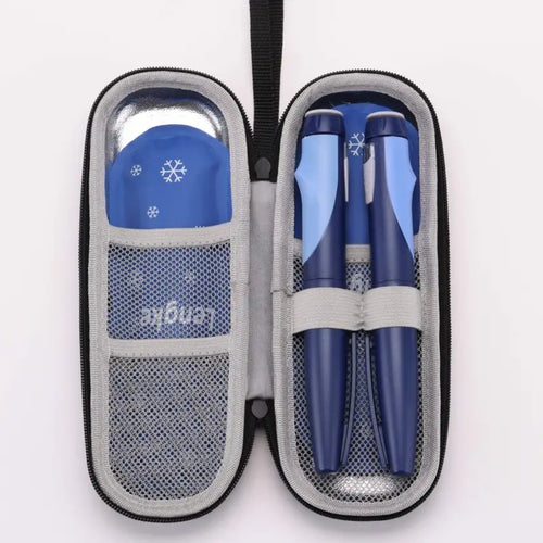 Insulin Pen Cooling Travel Box with Ice Packs Portable Storage Bag
