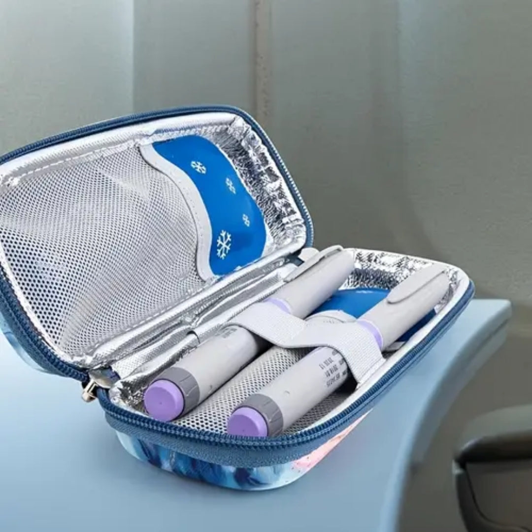 Insulin Pen Cooling Travel Box with Ice Packs Portable Storage Bag