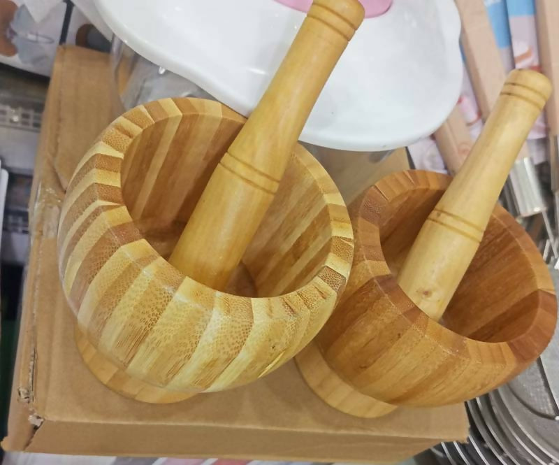 01 Set Wooden Pestle and Mortar For Crushing | Woden chattu watta for Grinding Nuts Dates and other Ingredients
