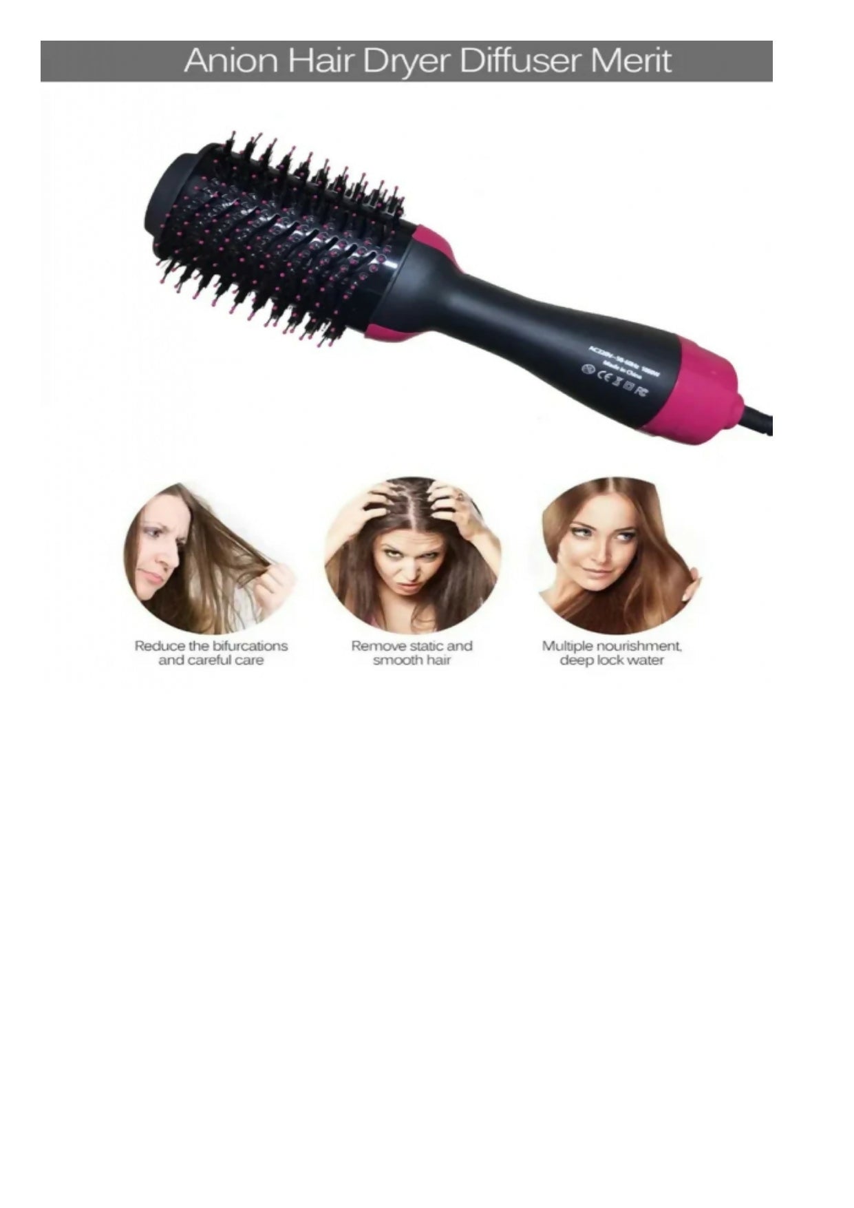 3‑in‑1 Hair Dryer with Comb, Hair Straightener & Curler for Easy Styling