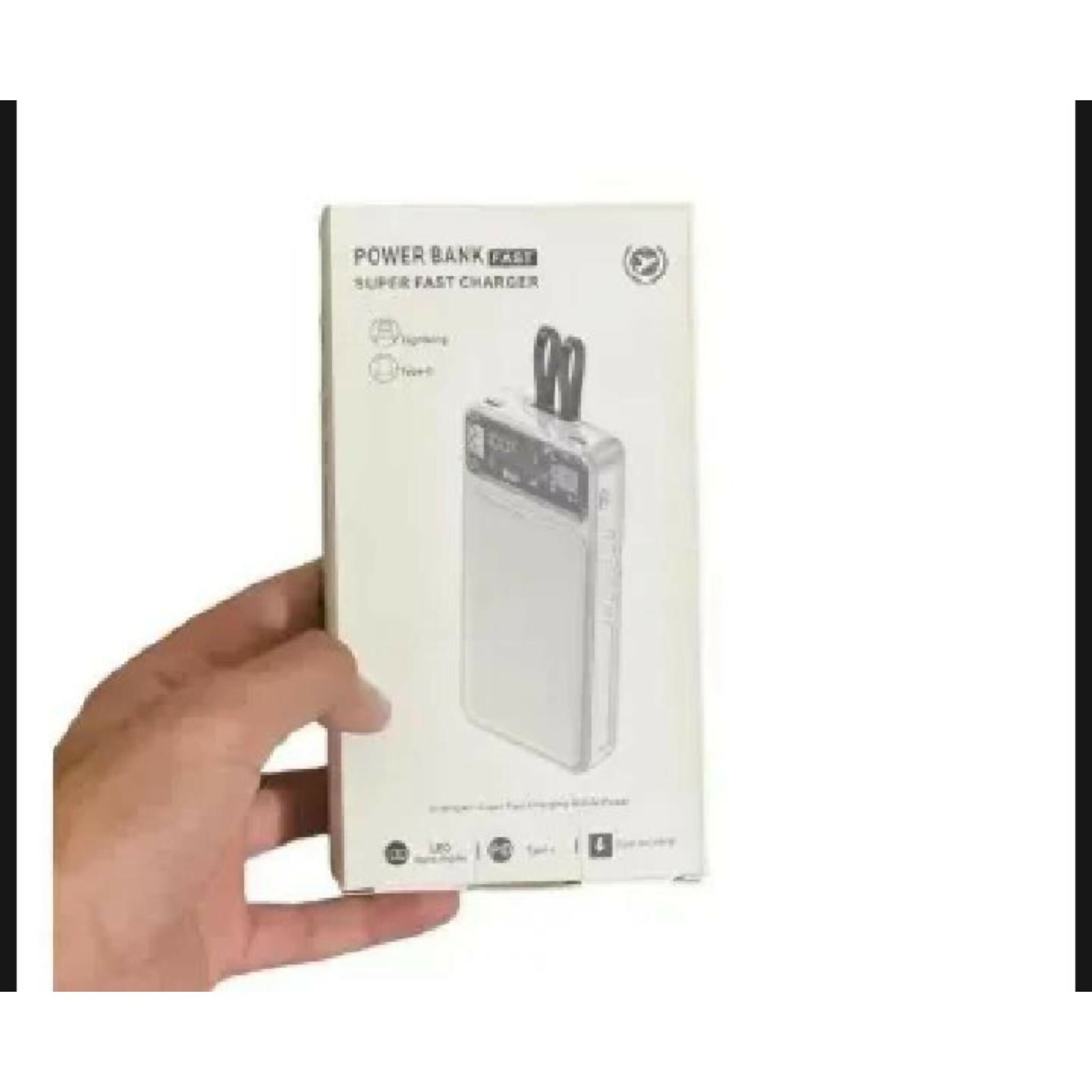 66W Fast Charging 20,000mAh Power Bank with Built-in Cables (White)