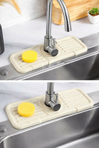 Sink Faucet Mat | Faucet Absorbent Mat Silicon Kitchen Sink Splash Guard Drain Pad | Soap Holder (Random Color)