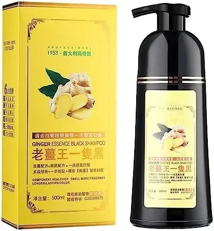 Mokeru 200ml Organic Ginger Black Hair Shampoo | Herbal Permanent Gray Hair Dye | For Men & Women