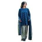 Swiss Lawn 3 Piece Stitched Suit, Printed Blue Design, for Women