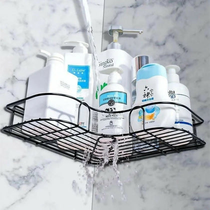 Metal Corner Rack, Rust-Resistant Storage Shelf with Hook, for Bathroom & Kitchen