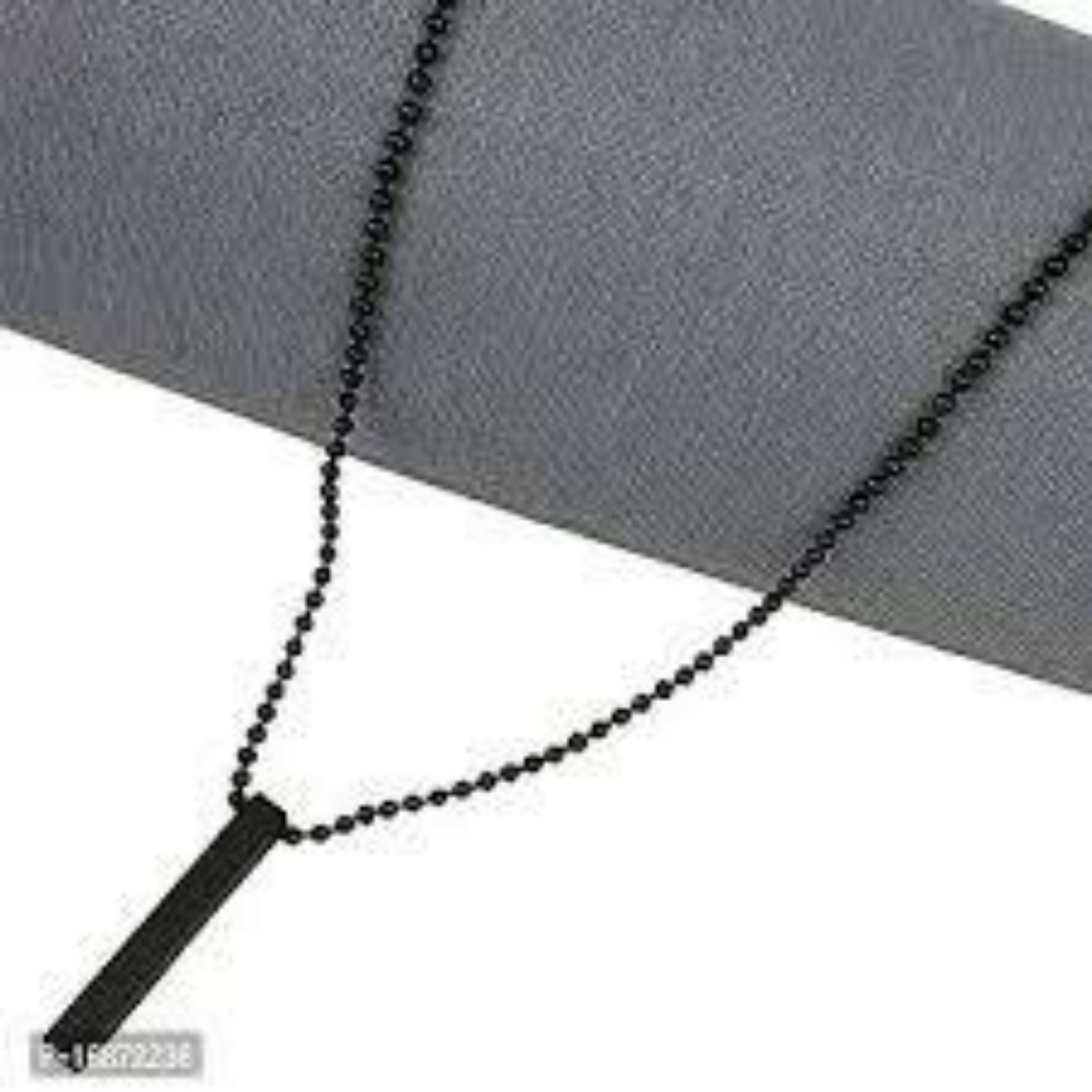 Pack of 2 Boys Bar Necklace – Stainless Steel Black Pendant Necklace