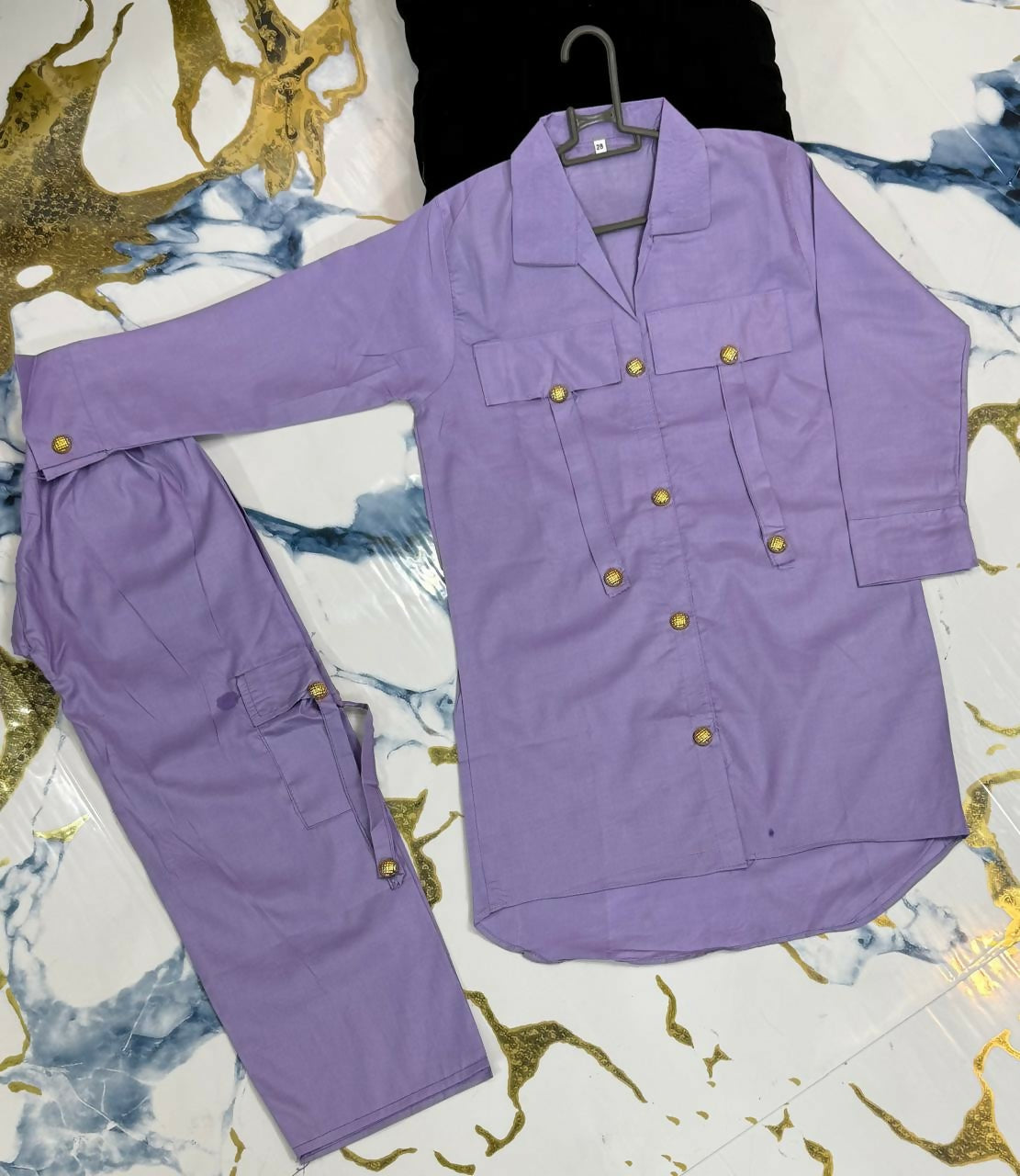 Front Pocket Shirt With Cargo Pockets Kids 2PCS Front Pockets With Attached Button Shirt With Pocket Cargo Kids Cotton 2Pcs