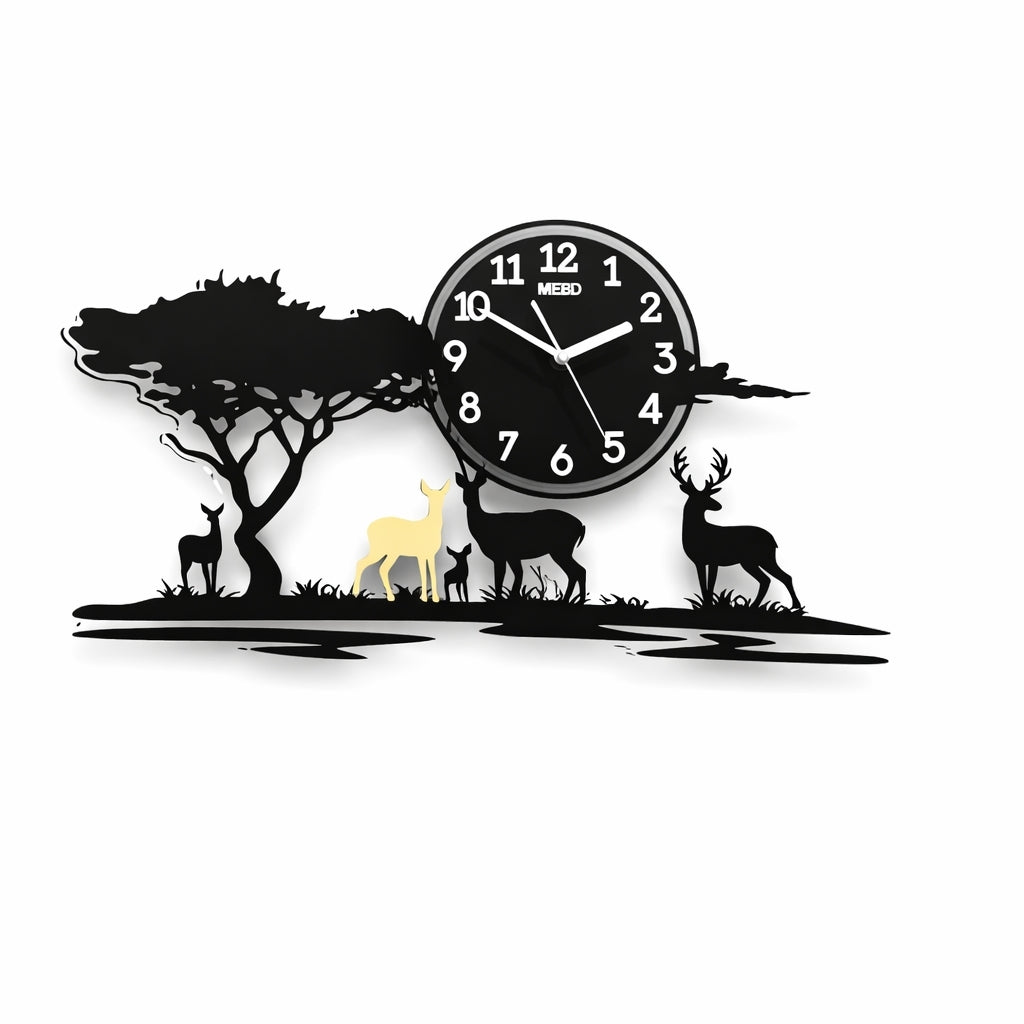 Jungle Theme Wooden Quartz Wall Clock for Living Room and Office