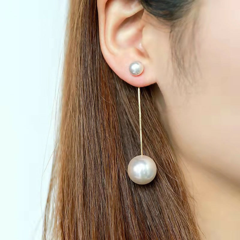 AWJ-157 Elegant Pearl Hanging Korean Earrings – Stylish, Lightweight & Trendy Fashion Jewelry for Women golden