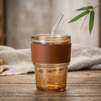 Premium Amber Glass Coffee Tumbler