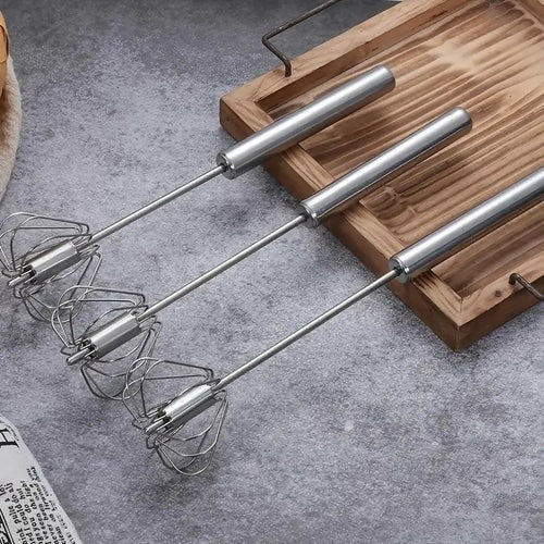 Hand Pressure Semi-Automatic Egg Beater Kitchen Accessories Tools Self Turning Cream Utensils Whisk Manual Mixer (30.5×6.5cm)