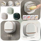 1Pcs soap Box wakk Mounted Light Luxury soap Holder Punch free Drain Laundry soap Box Easy cleaning ( Random color )