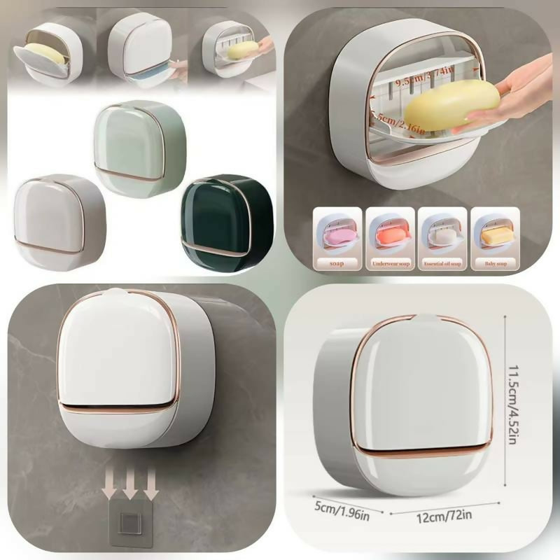 1Pcs soap Box wakk Mounted Light Luxury soap Holder Punch free Drain Laundry soap Box Easy cleaning ( Random color )