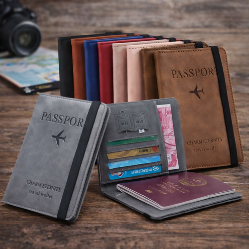Premium Portable Passport Holder Pouch & Multi-Functional Travel Wallet – Size 6*4 inch – Random color