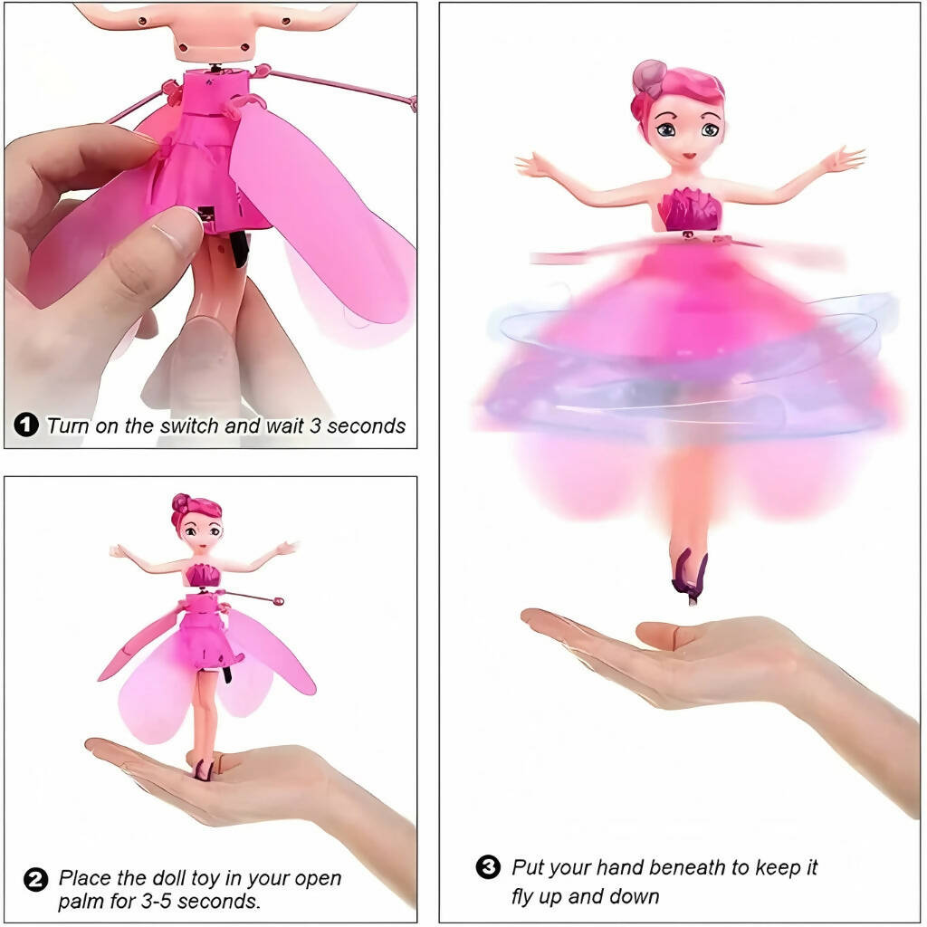 Magic Flying Fairy Princess Doll, LED Light Toy, for Kids Entertainment