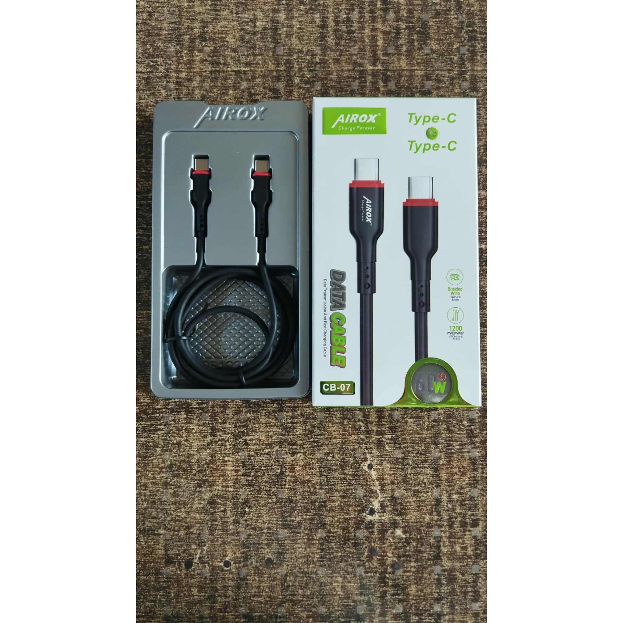 Airox USB Type-C to Type-C 60W Fast Charging Data Cable – Black
