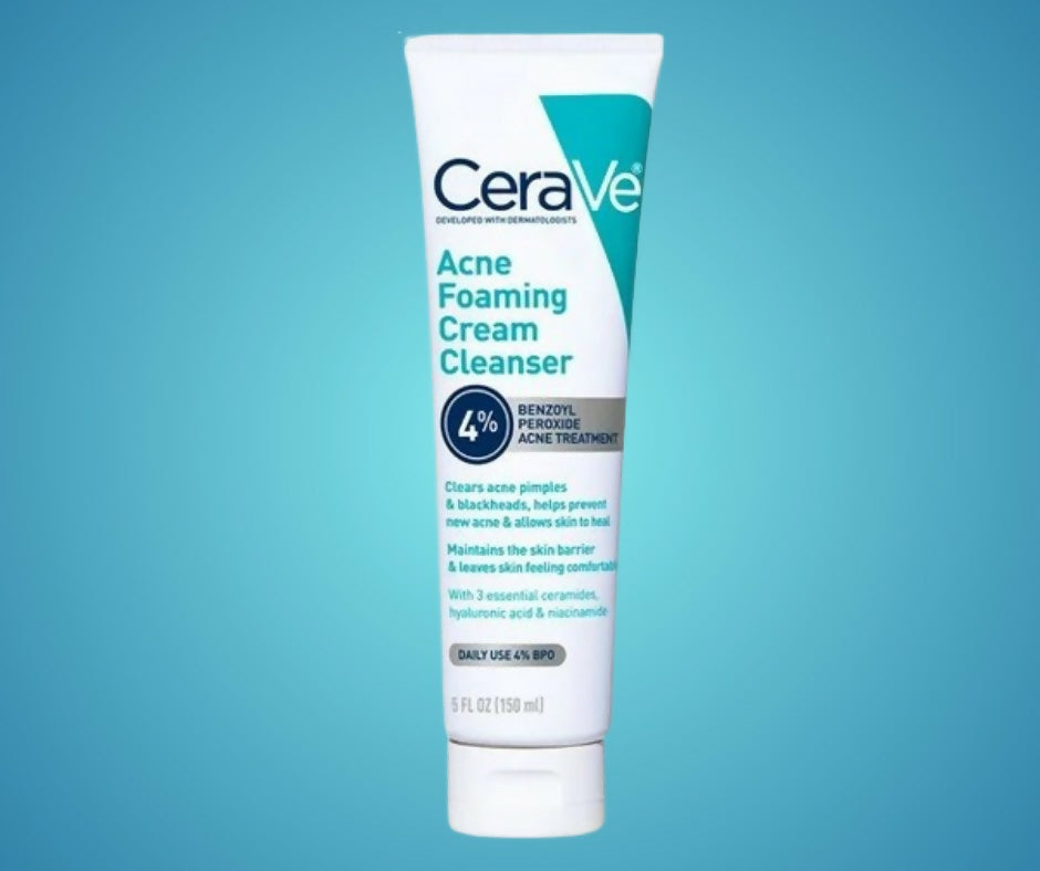 CeraVe Acne Foaming Cream Cleanser – 4% Benzoyl Peroxide Treatment