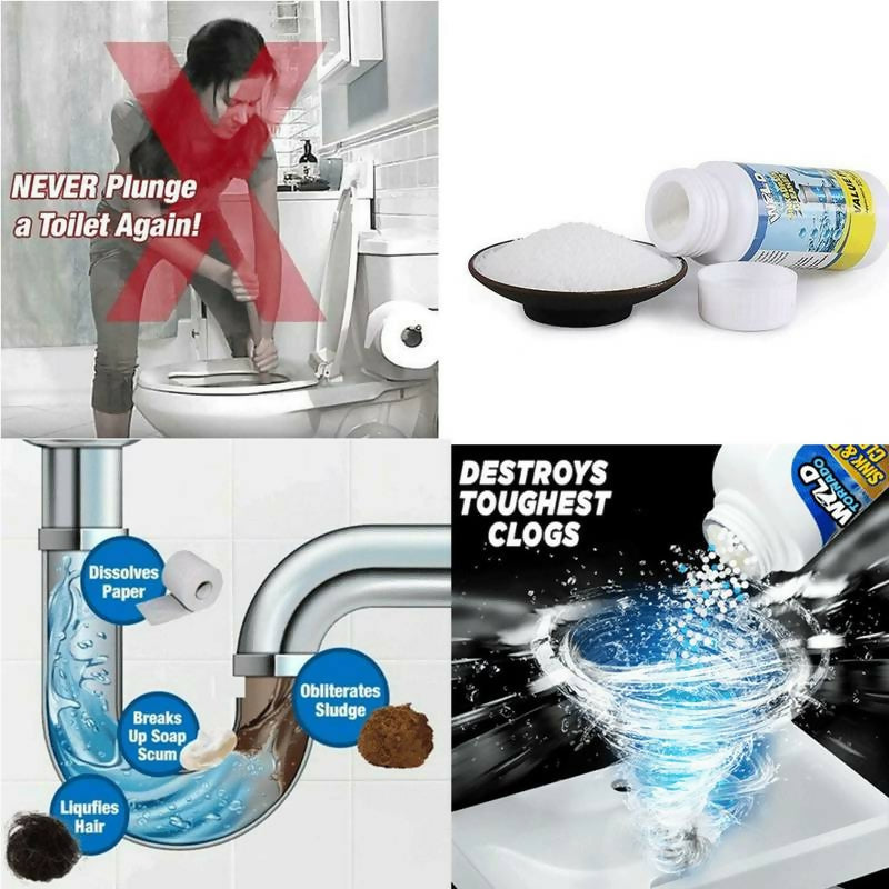 Powerful Toilet & Sink Clog Remover Drain Cleaner Powder, Pipe Quick Foaming Pipeline Dredger Toilet Clogging Dredging Powder, Drain Pipe Dec-logger Pipeline Dredger – (100g)