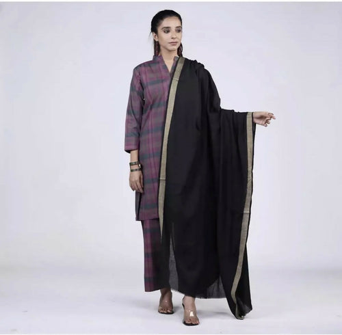 Pashmina Shawl Golden Zari Border For Women