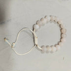 Natural Milky White Aqeeq Stone Bracelet - Genuine Gemstone Beaded Wristband Elegant Handcrafted Jewelry For Men And Women Fashion Accessory - Adjustable