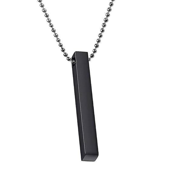 Pack Of 2 Boys Bar Necklace Materials Stainless Steel – Black