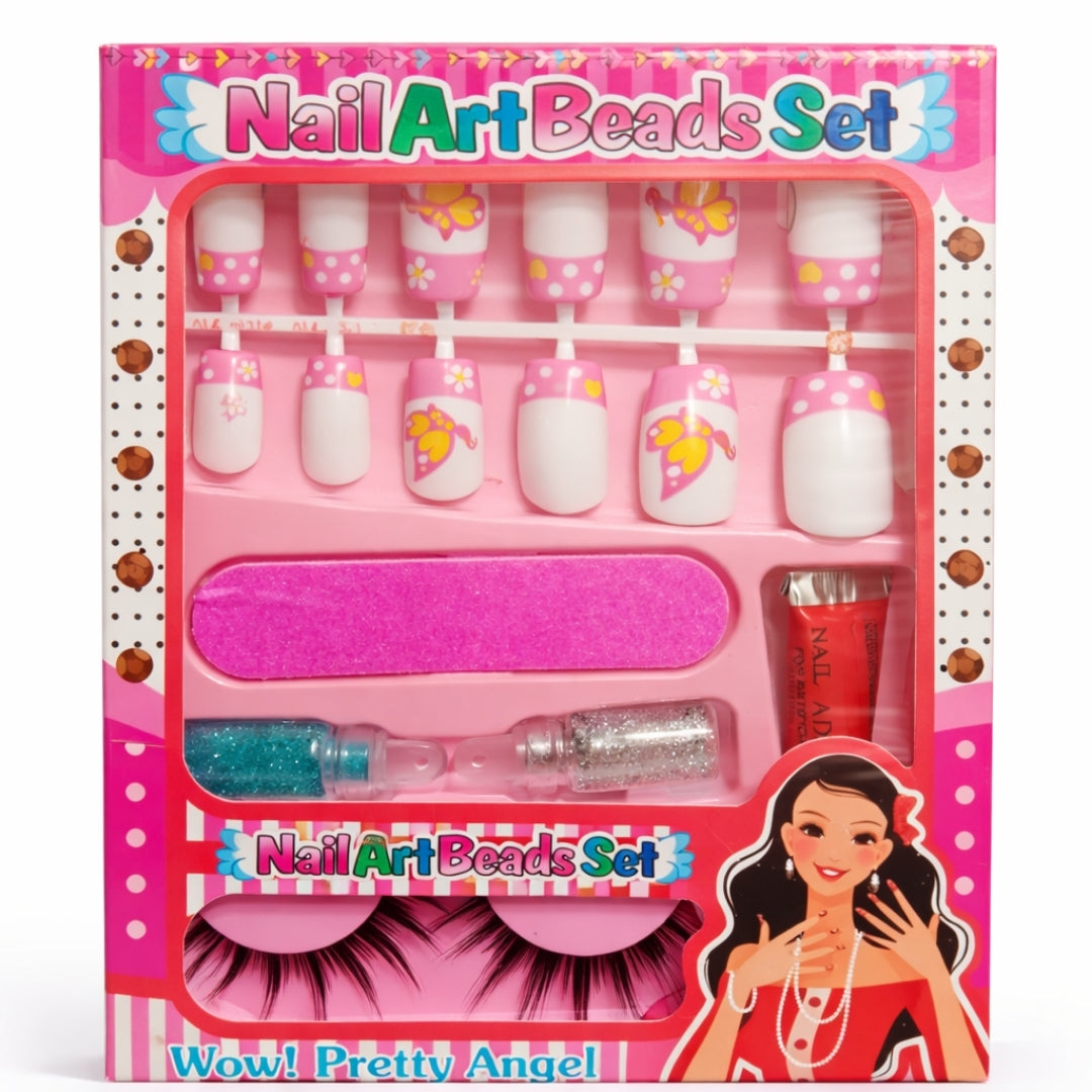 Kids Eyelashes and Nail Art Set with Nails Glue Shimmer Kit