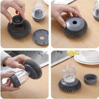 Kitchen Soap Dispensing Palm Brush Non Scratch Dish Scrubber