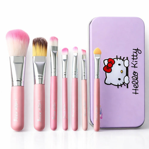 Kitty Makeup Brush, Synthetic Fibre Soft Bristle Brush Kit, Pack of 7