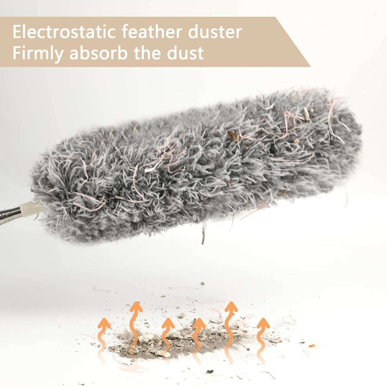 Grey Flexible Microfiber Duster – Bendable Long Reach Cleaning Brush for Home & Office