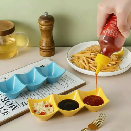 3 Grid Japanese Dip Sauce Tray Plastic