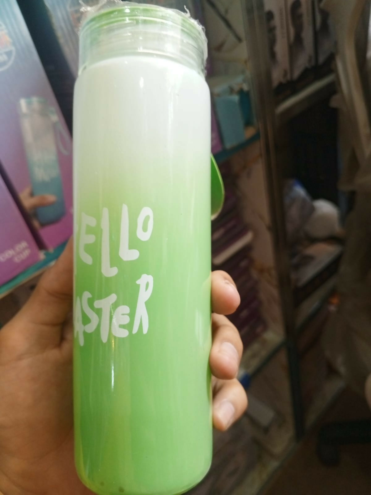 Hello Master 480ml Frosted Glass Water Bottle – Transparent Leak-Proof Portable Drinkware with Carrying Strap (Random Color)
